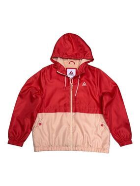 REEBOK Light Activewear Peach Hooded Windbreaker Fleece Jacket Womens Large
